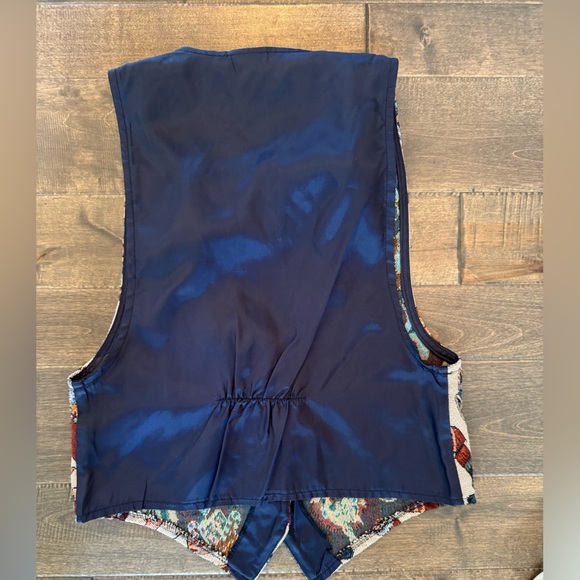 Vintage Christmas Tapestry Vest Backroad Blues Size S Holiday Santa Snowman - Picture 8 of 16